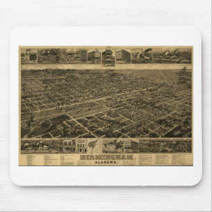 Birmingham Alabama Late 1800's Birds Eye View Mouse Pad
