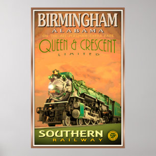 Birmingham Alabama QUEEN & CRESCENT Limited Poster
