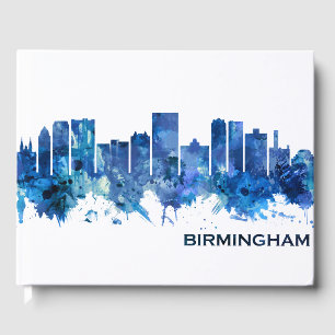 Birmingham Alabama Skyline Blue Guest Book