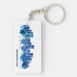 Birmingham Alabama Skyline Blue Key Ring
