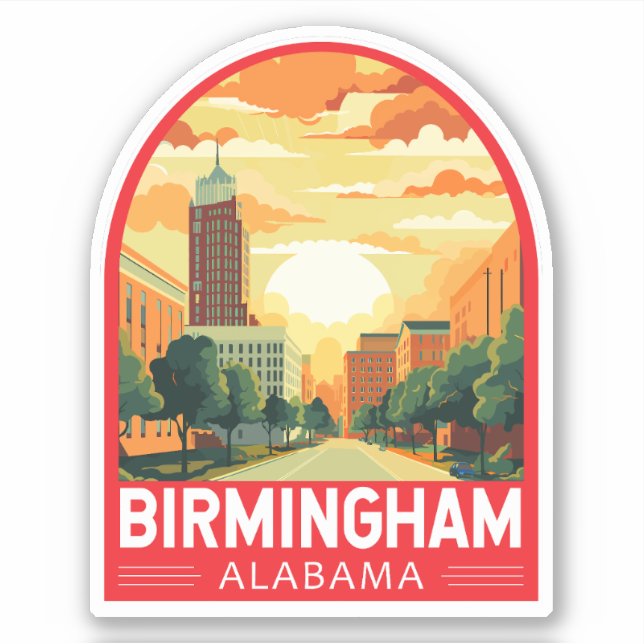 Birmingham Alabama Travel Art Emblem (Front)