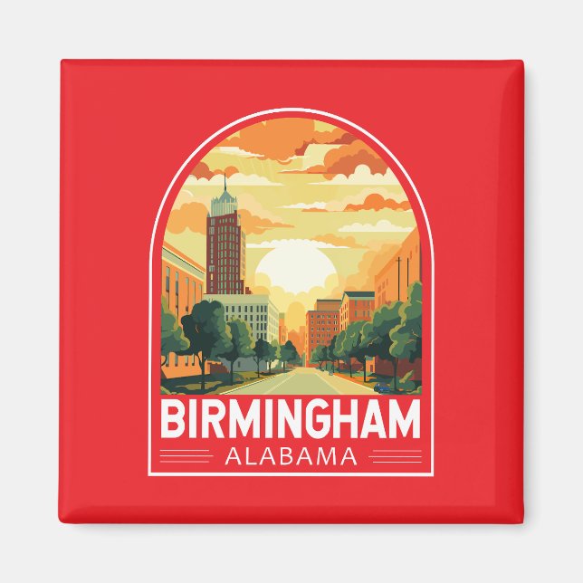 Birmingham Alabama Travel Art Emblem Magnet (Front)