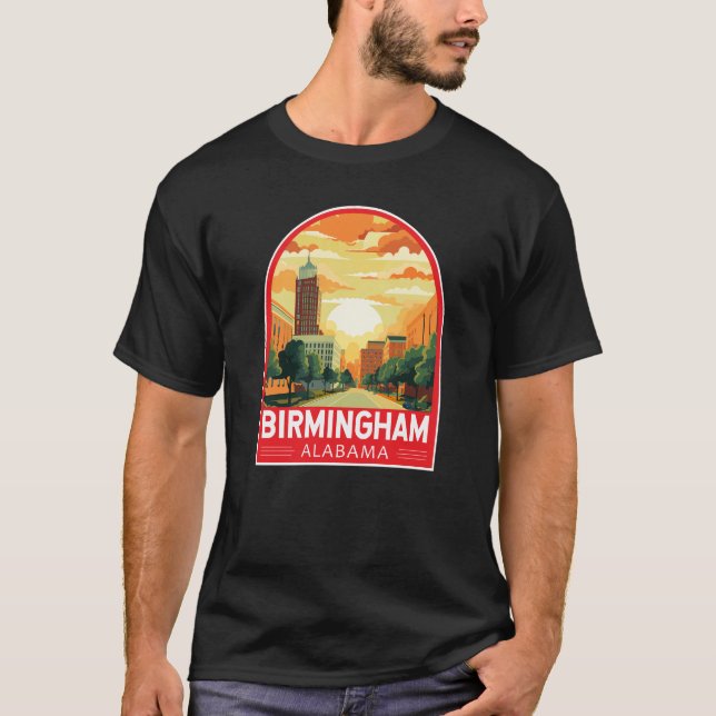 Birmingham Alabama Travel Art Emblem T-Shirt (Front)