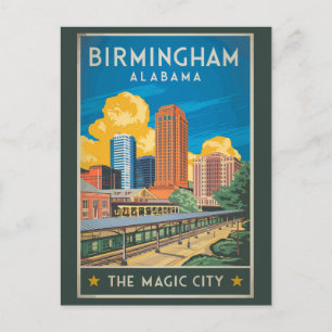 Birmingham Alabama Travel Art Vintage Postcard