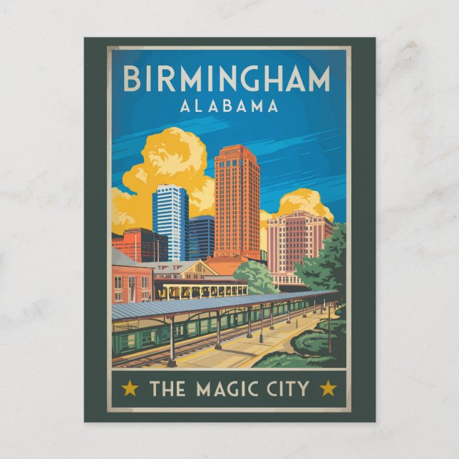 Birmingham Alabama Travel Art Vintage Postcard (Front)