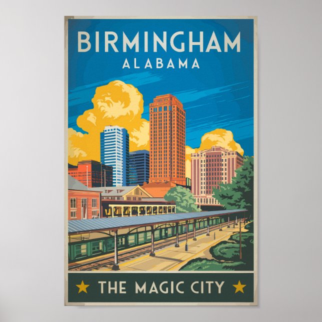Birmingham Alabama Travel Art Vintage Poster (Front)