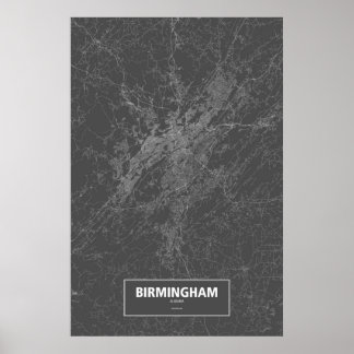 Birmingham, Alabama (white on black) Poster
