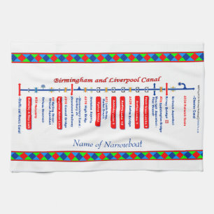 Birmingham and Liverpool Canal UK Waterways Red Tea Towel