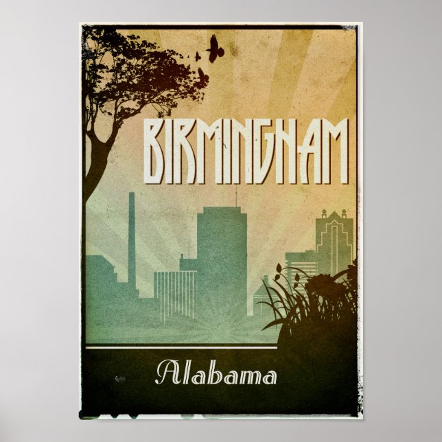Birmingham  Art Deco Design City Poster artwork (Front)