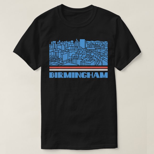 Birmingham City Gift England City Silhouette Skyli T-Shirt (Design Front)