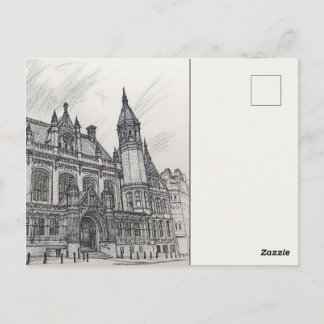 Birmingham City Map Postcard Charcoal Urban Sketch