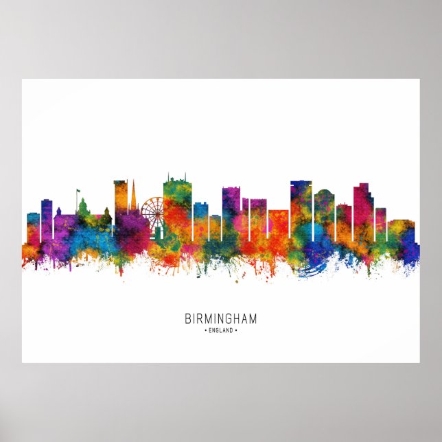 Birmingham England Skyline Poster (Front)
