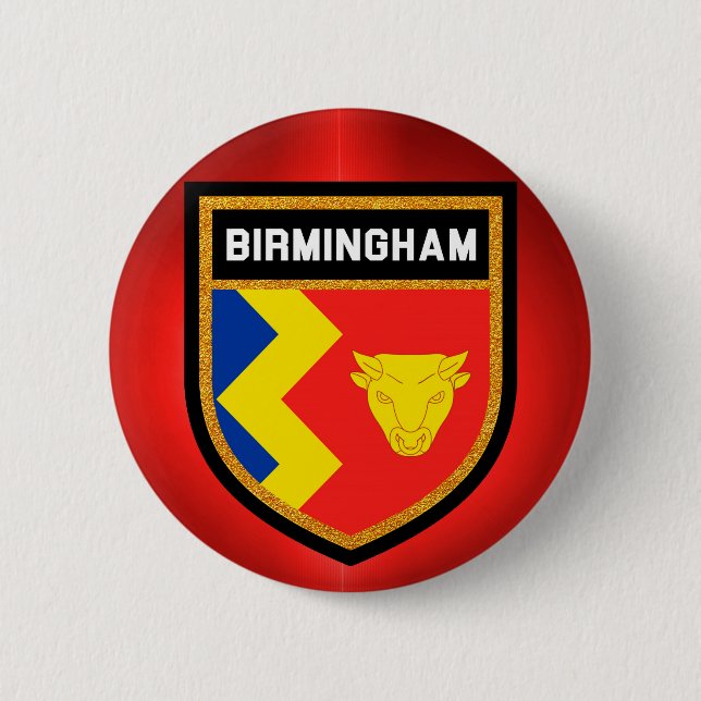 Birmingham Flag 6 Cm Round Badge (Front)