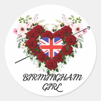 Birmingham Girl Rose floral with arrow Classic Round Sticker