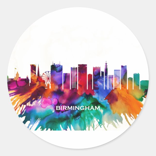 Birmingham Skyline Classic Round Sticker (Front)
