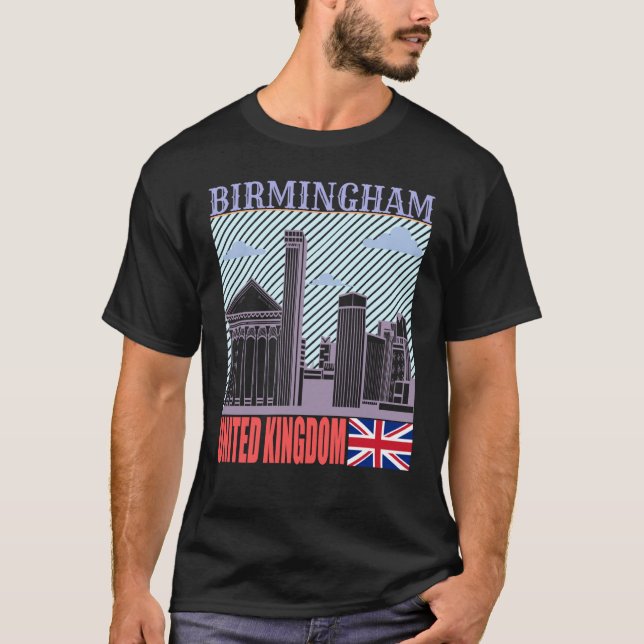Birmingham UK Skyline Country City Skyline Landmar T-Shirt (Front)