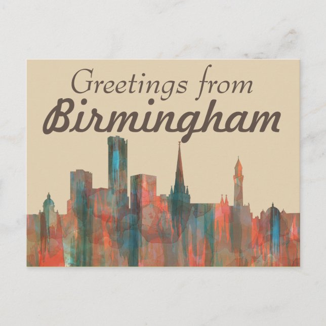 BIRMINGHAM UK SKYLINE POSTCARD (Front)