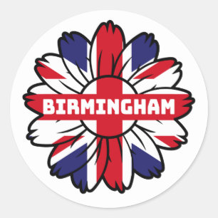 Birmingham Union Jack Sunflower British Pride Classic Round Sticker
