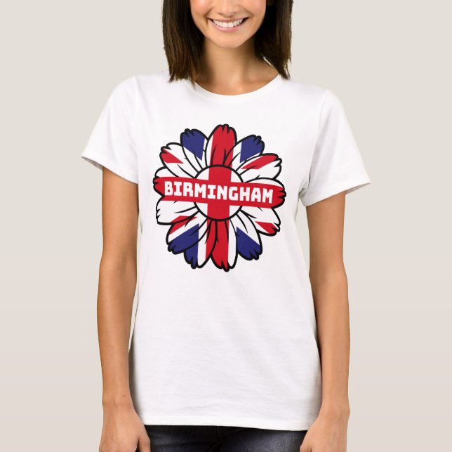 Birmingham Union Jack Sunflower  British Pride T-Shirt (Front)