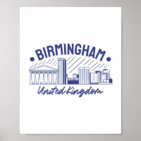 Birmingham United Kingdom Skyline Graphic