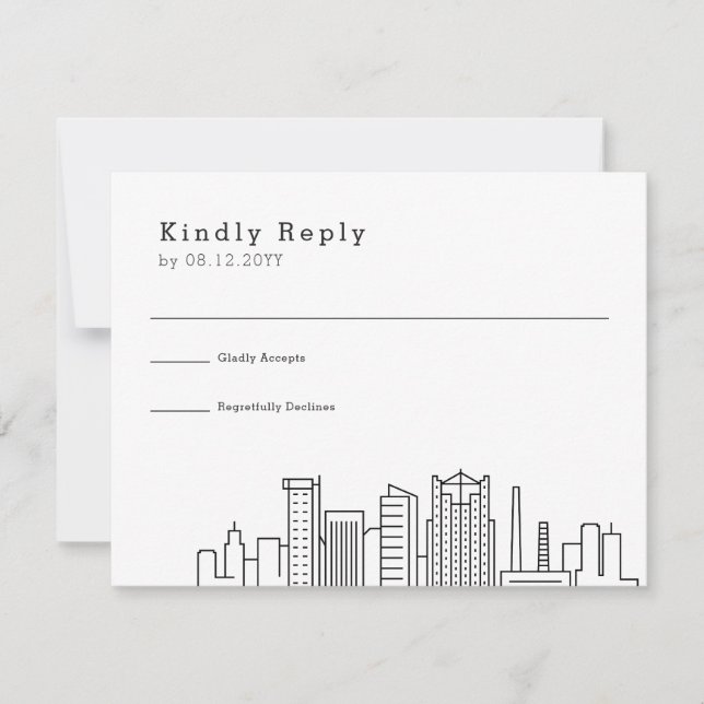 Birmingham Wedding | Stylised Skyline RSVP Card (Front)