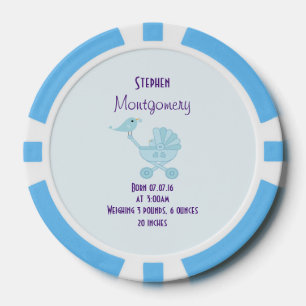 Birth Announcement Baby Bird Poker Chips