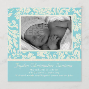 Birth Announcement - Baby blue floral