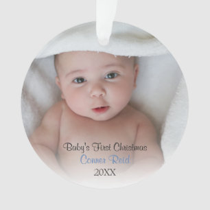 Birth Announcement   Baby Boy Photo Christmas Ornament