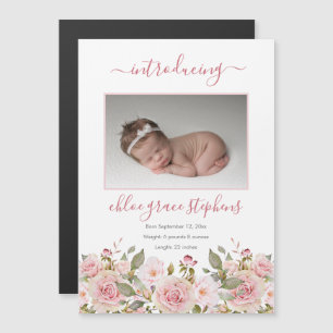 Birth Announcement - Boho Floral Baby Girl Photo
