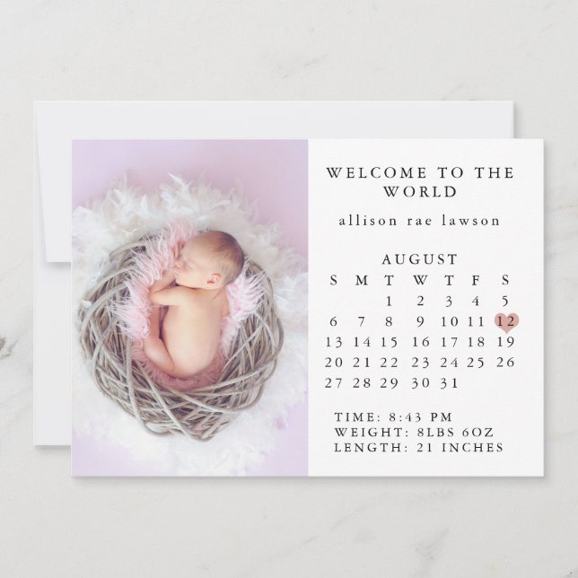 Birth Announcement Calendar (Front)