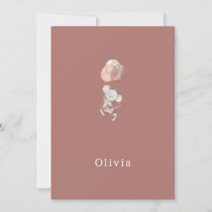 Birth Announcement Card Little Mouse With Balloons
