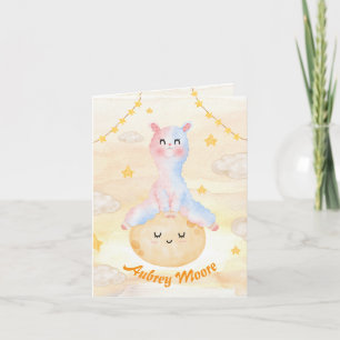 Birth announcement card neutral - Sunny Alpaca
