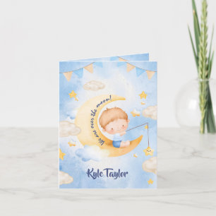 Birth announcement card - We are over the moon!