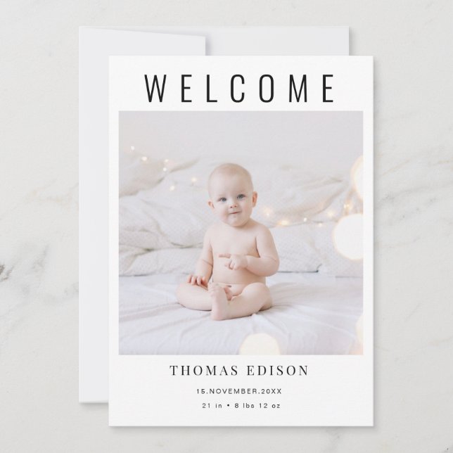 Birth Announcement Card | Welcome Baby Photo  (Front)
