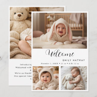Birth Announcement Card | Welcome Baby Photo Colla