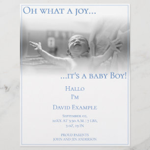 Birth announcement card with baby custom letterhead