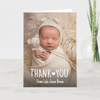 Birth announcement card with photo, baby thank you