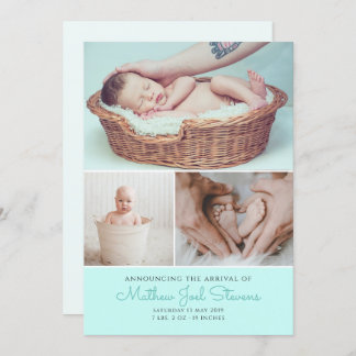 Birth announcement cards baby boy photos thank you