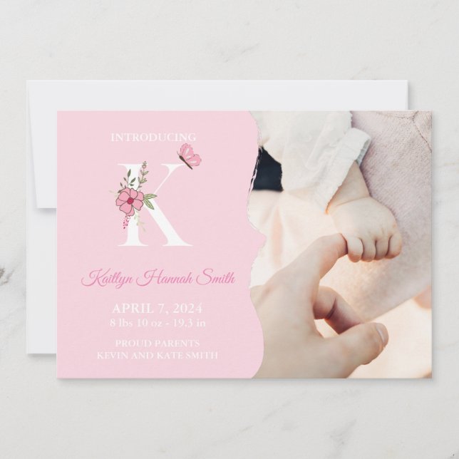 Birth Announcement Girl Initial K (Front)