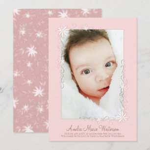 Birth Announcement Girl Vintage Pink 