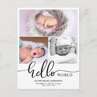 Birth Announcement Hello World Photo Collage