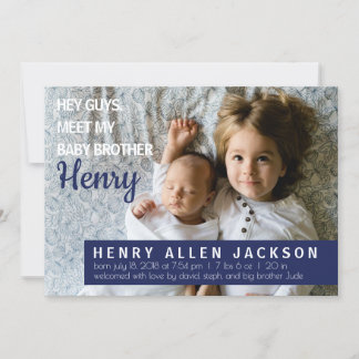 Birth Announcement Hey guys sibling newborn modern