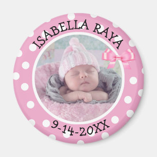 Birth Announcement Magnet for Baby Girl