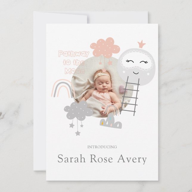 Birth Announcement Pathway to the Moon (Front)