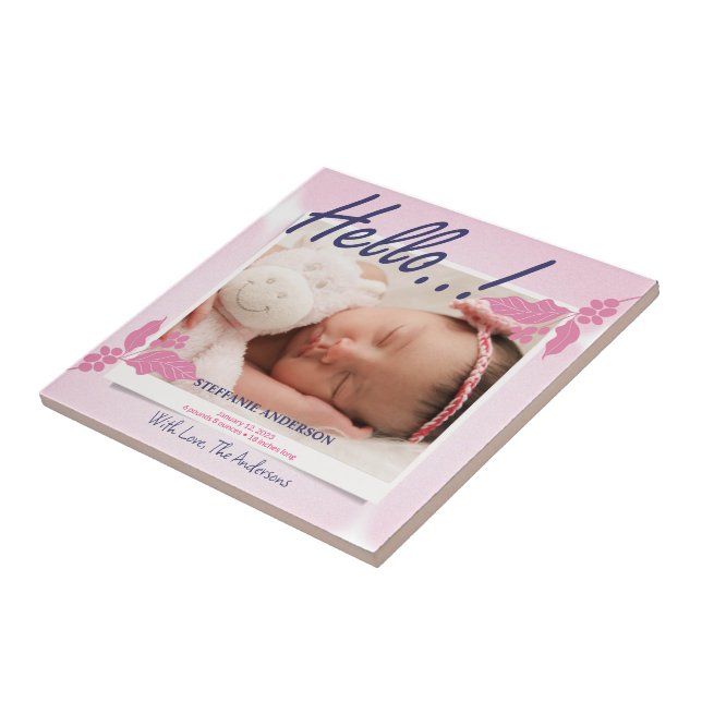 Birth Announcement Personalise Ceramic Tile (Side)