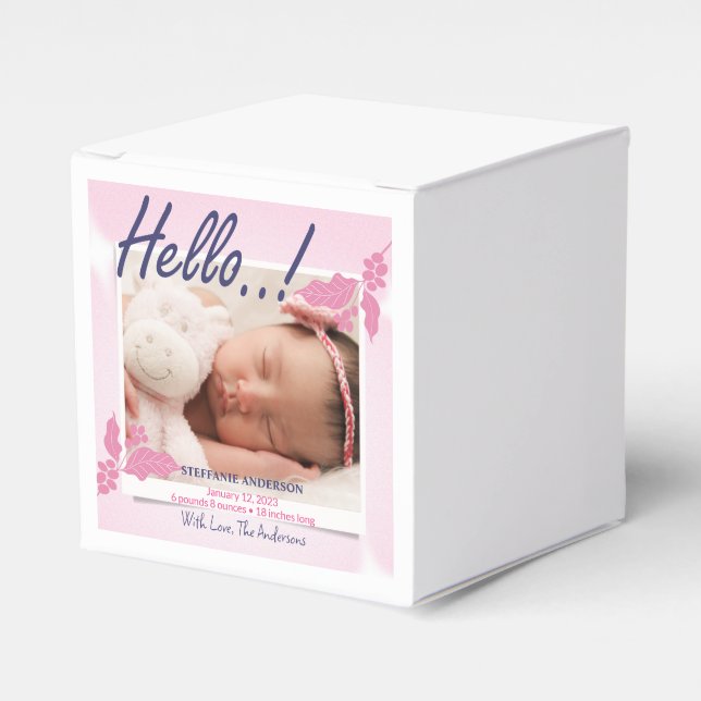 Birth Announcement Personalise Favour Box (Front Side)