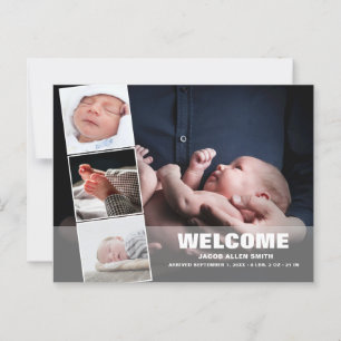 Birth Announcement Photo Collage Four Photos Postc Postcard