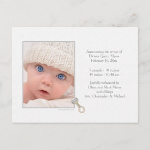 Birth Announcement Photo Postcard