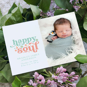 Birth Announcement Photo Postcard Happy Soul