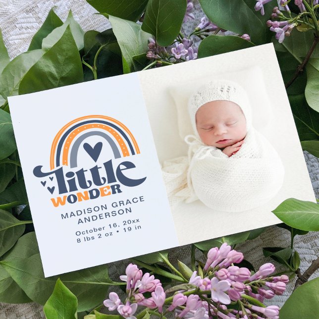 Birth Announcement Photo Postcard | Little Wonder (Creator Uploaded)